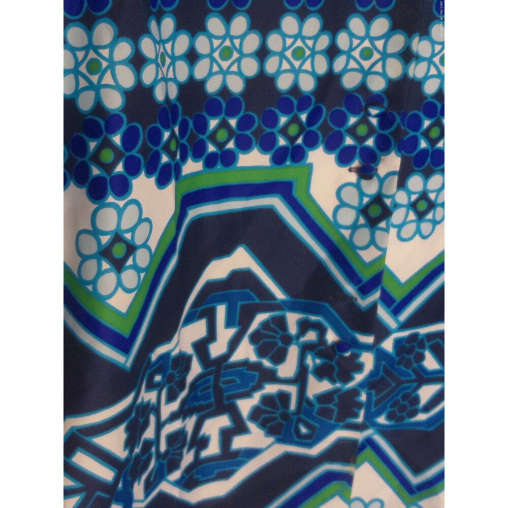 Vtg 70s Lanvin Paris Psychedelic Op Art Mod Graphic Dagger Collar Blouse 18 READ - Picture 8 of 11